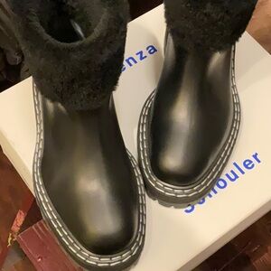 Proenza Schouler leather w shearling fur lug sole boots. With box and shoe bag.